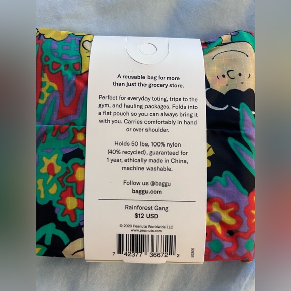 Baggu x Peanuts Rainforest Gang Set of 2 Standard Reusable Bags - Picture 3 of 3